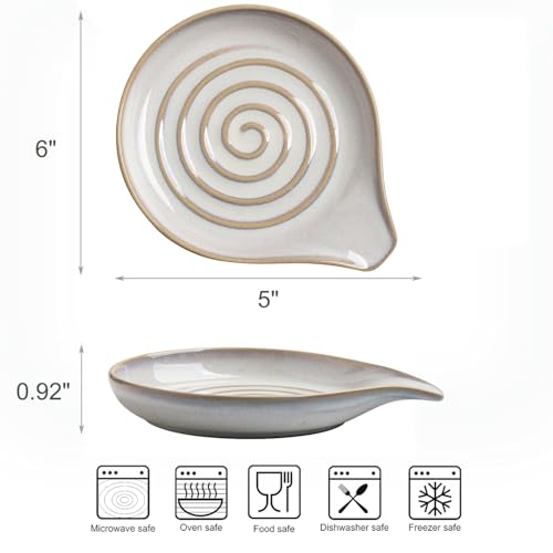Ceramic Spoon Rest for Stove Top (White)