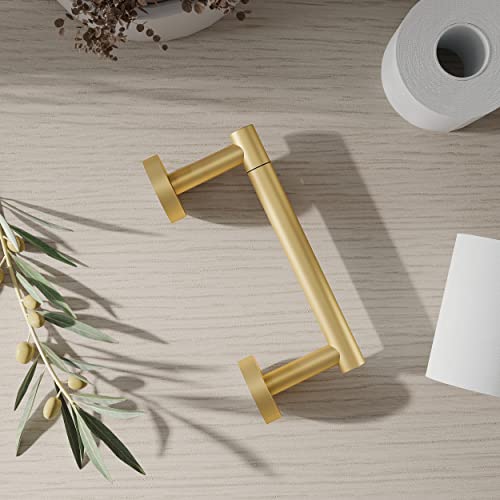 Gold 2 Pack Toilet Paper Holder SUS304 Stainless Steel Double Post Pivoting Toilet Paper Roll Holder Wall Mounted Toilet Tissue Holder for Commercial Bathroom RV (Brushed Gold)