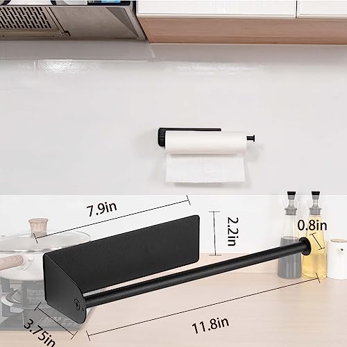 Paper Towel Holders Magnetic Steel Black Towel Roll Holders with Strong Magnetic Backing (12.1 inch / Black)