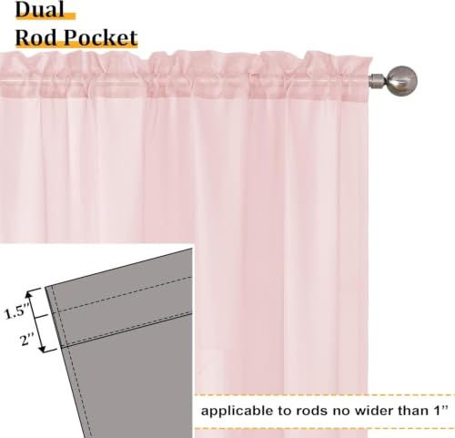 Blush Pink Sheer Curtains 84 Inches Long 2 Panels Set for Living Room (59"W x 84"L (Pack of 2) / Blush Pink)