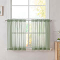 Sage Tier Curtains for Kitchen 24 Inches Long 2 PaSet (Sage Green / 42"W x 24"L (Pack of 2))