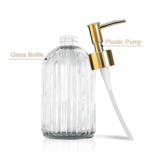 14Oz Clear Glass Soap Dispenser with Plastic Pump (Clear)