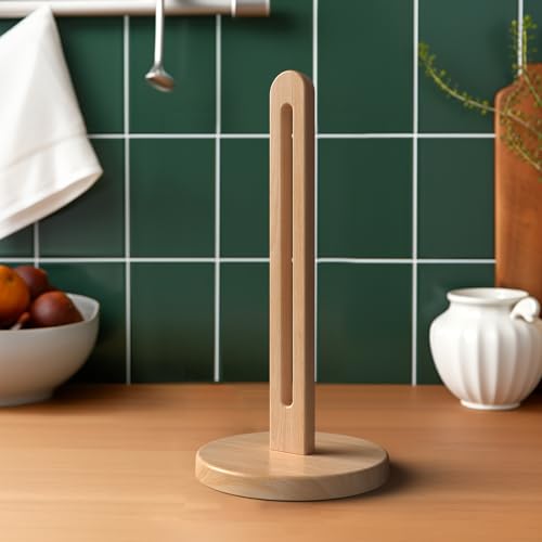 Wooden Paper Towel Holder Countertop (Standard – 6" Base / Light Wood (Beech))