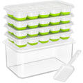 Ice Cube Tray with Lid and Bin (Green / 8.2*4.5*3.6'' - 4 Pack)