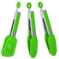 7 Inch Small Serving Tongs with Silicone Tips 3 Pack (Green / 7inch)