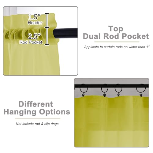 Sheer Curtains 84 Inches Long 2 Panels Set for Bedroom Living Room (Lemon / 42"W x 84"L (Pack of 2))
