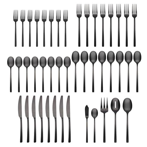 Beacon Black Satin 45 (Black Satin / 45-Piece Flatware Set)