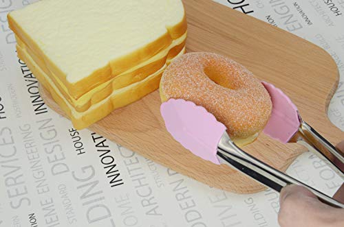 7 Inch Serving Tongs with Silicone Tips (7-inch / Pink)