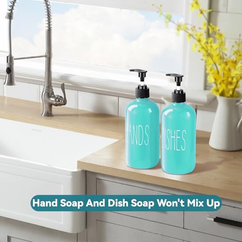 Glass Soap Dispenser Set 2 Pack (Turquoise)
