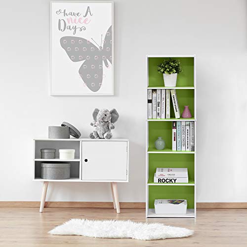 LUDER Book Shelf (White/Green / 5-Tier)