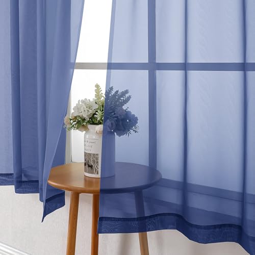Royal Blue Sheer Curtains 54 Inch Length 2 Panels (Royal Blue / 42"W x 54"L (Pack of 2))