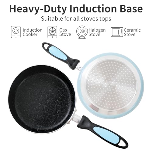 Nonstick Saucepan Set with Lid (1QT+2QT(Pack of 1) / Bule)