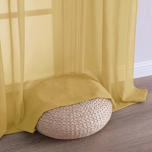Gold Sheer Curtains 96 Inches Long 2 Panels (Gold / 59"W x 96"L (Pack of 2))