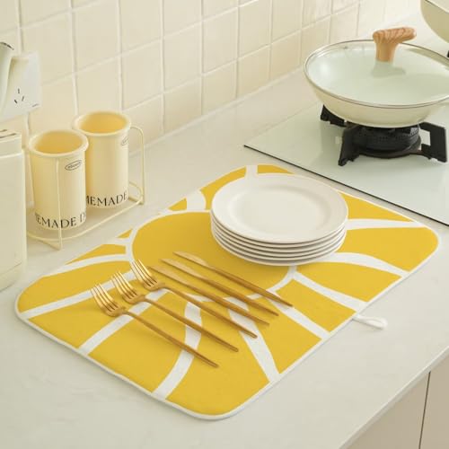 Summer Dish Drying Mat 18 x 24 inch (24" x 24" / Yellow Sunshine)