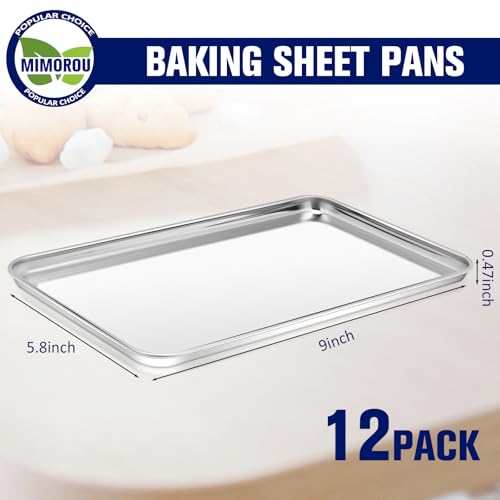 12 Pcs Stainless Steel Baking Sheet Cookie Pans (9 x 5.8 inches)