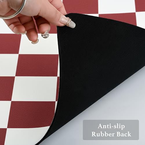 Red Checkered Dish Drying Mat for Kitchen Counter (Red / 19" x 12")