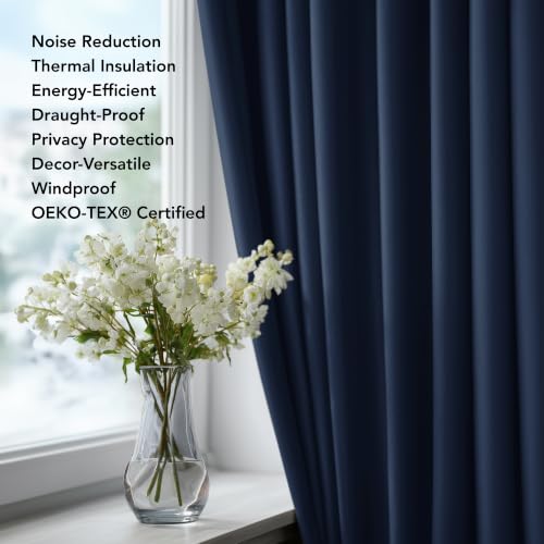 Blackout Curtains for Bedroom (Navy Blue / 42"W x 45"L (Pack of 2))