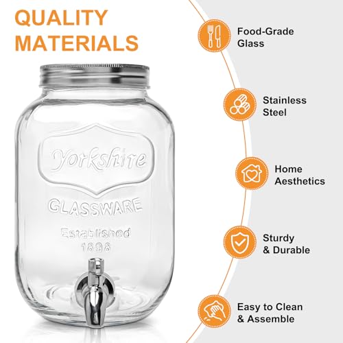 1 Gallon Glass Beverage Dispenser with Lid
