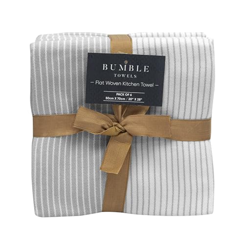 Premium Kitchen Towels 6 Pack 100% Cotton (Grey / Kitchen Towels - Flat Woven (6 Pack))