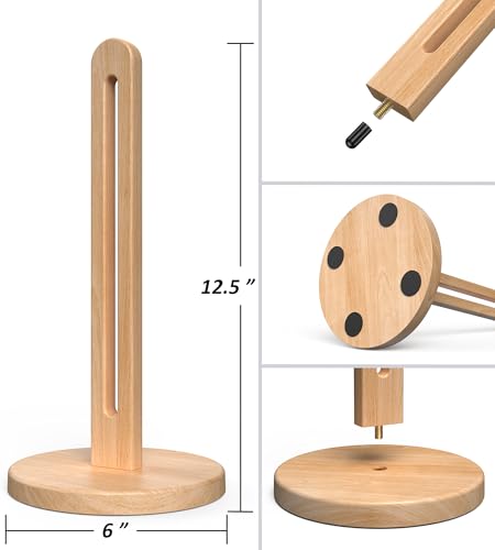 Wooden Paper Towel Holder Countertop (Standard – 6" Base / Light Wood (Beech))