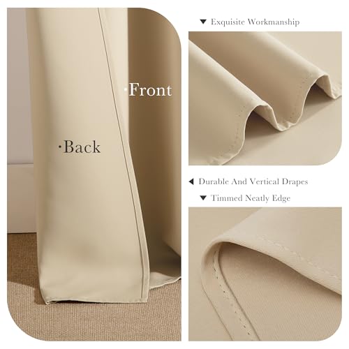Blackout Curtains Thermal Insulated Window Treatment Panels Room Darkening Shade Drapes for Living Room Back Tab (Biscotti Beige / 42"W x 84"L (Pack of 2))