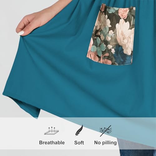 Aprons for Women with Pockets (Cyan)