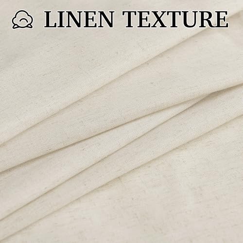 Linen Semi Sheer Curtains for Bedroom Living Room 84 inches Long (H - Natural Beige / 52"W x 84"L (Pack of 2))