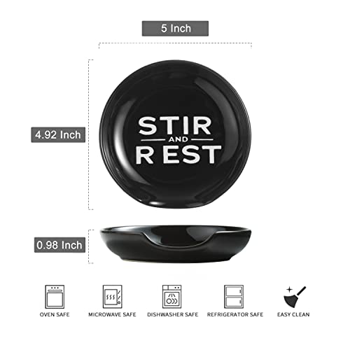 Ceramic Spoon Rest for Stove Top (Black/White)