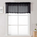 Black Sheer Valances for Windows 18 Inch Length 2 Pcs (Black / 42"W x 18"L (Pack of 2))