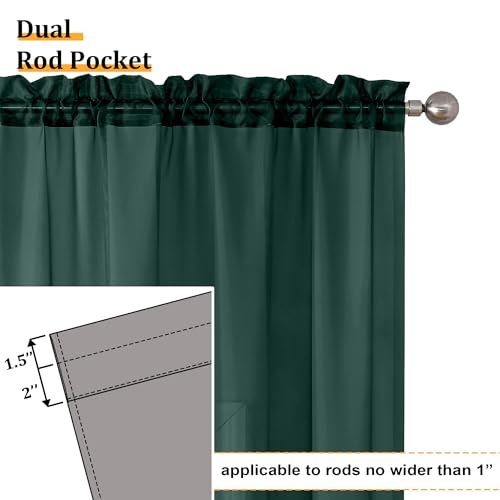 Hunter Green Sheer Curtain Drapes 90 Inch Length 2 Panels for Living Room (42"W x 90"L (Pack of 2) / Hunter Green)