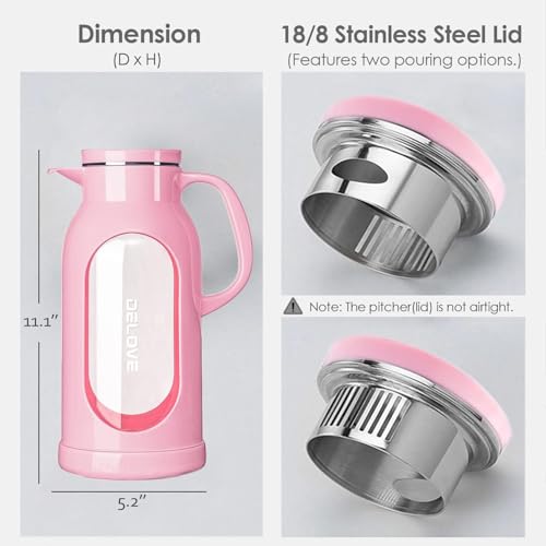 68 oz 2 Liter Glass Pitcher with Shatterproof Shell (Pink)