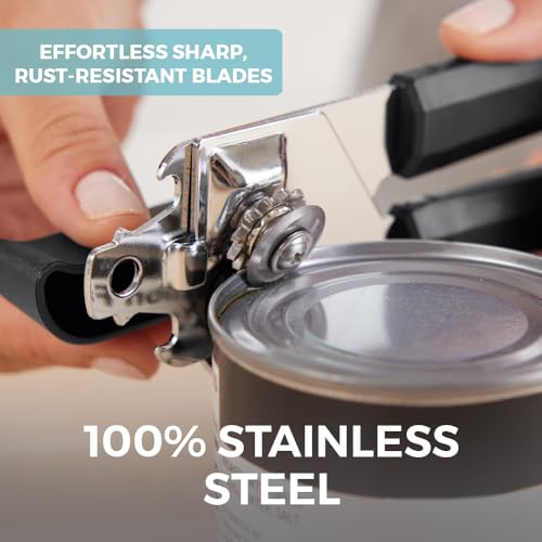 Slip Resistant Stainless Steel Manual Can Opener (Pitch Black)