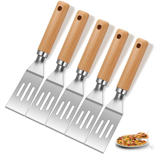 5 Pcs Mini Spatula Set for Desserts Brownies (Slotted / Wooden)