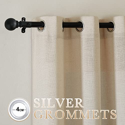 Cream Beige Linen Curtains & Drapes 84 inches Long (52"W x 84"L (Pack of 2) / Linen Cream)