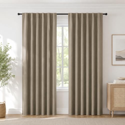 Total Blackout Curtains 95 Inch Length 2 Panels Set (Khaki/Total Blackout / 52"W x 95"L (Pack of 2))