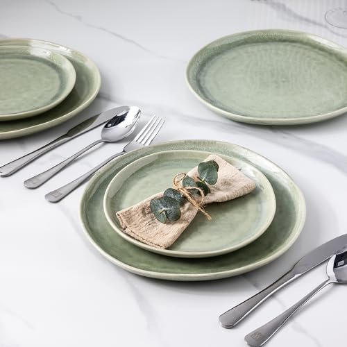 Ceramic Plates Set of 6 (Olive Green / 8.5 Inch)