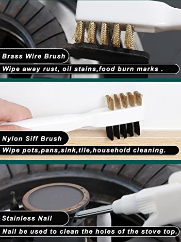 Gas Stove Brass Wire Stiff Bristles Brushes Rust Cleaner for Kitchen Grease Grime Pot Pan (White)