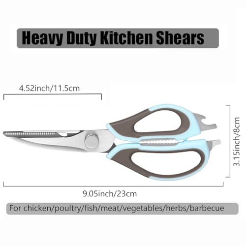 2 Pcs Heavy Duty Kitchen Shears for Food (White+blue)