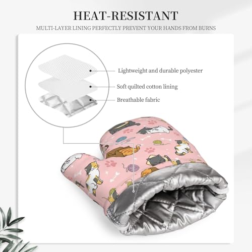 Cute Cats Oven Mitts and Pot Holders Sets Heat Resistant Non (Black6 / One Size)