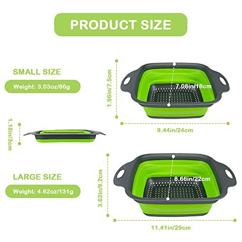 2 PCS Collapsible Colander Set (2PCS-Green)