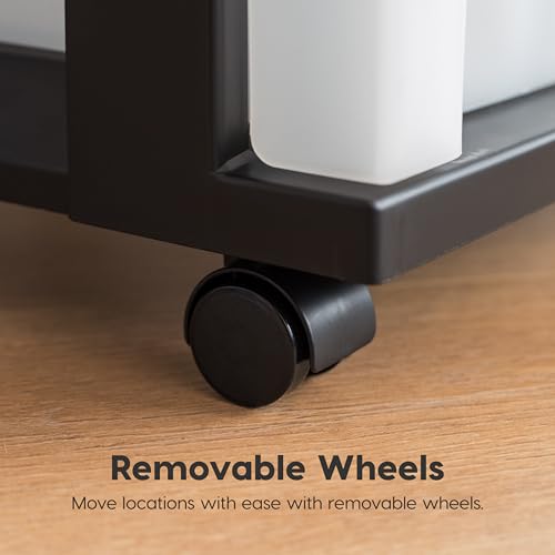 4 Drawer Rolling Storage Cart with Organizer Top (Black / 4 Drawer with Wheels)