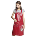 PU Kitchen Oil and Waterproof Aprons for Women with Pocket (Red)