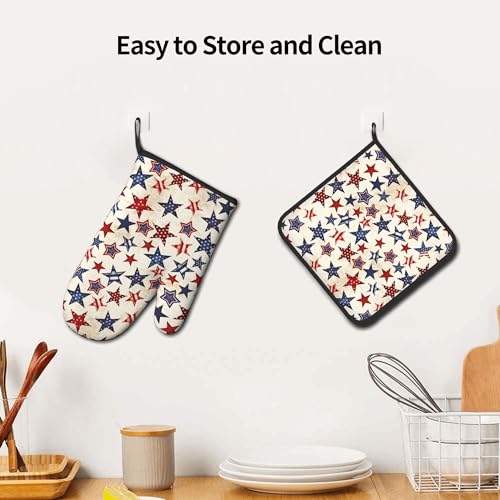 Patriotic Stars Oven Mitts (Rustic Usa Flag Stars)