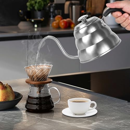 Tea Kettle For Stovetop (Silver (with Thermometer) / 0.9 Quarts)