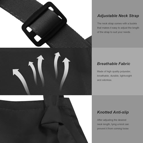 15 Pack Adult Aprons for Women Men (Large / Black)