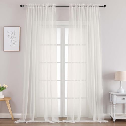Extra Long Window Scarf Valances (Ivory / 52"W x 216"L (Pack of 2))