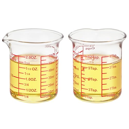 2 oz Glass Measuring Cups with V (60 ML (2 Oz)-Pack of 2)