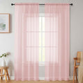 Blush Sheer Curtains for Bedroom Living Room 90 Inches Long 2 Panels Set (Blush / 42"W x 90"L (Pack of 2))