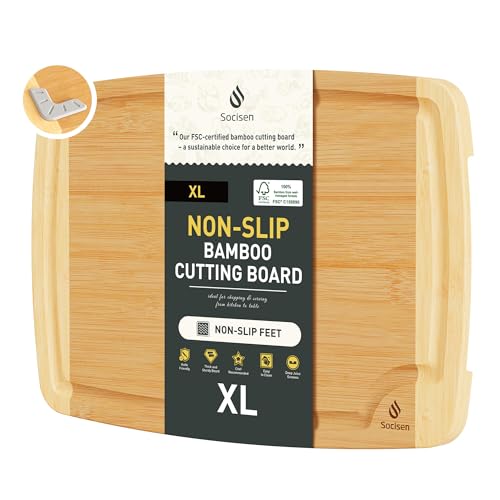 Bamboo Cutting Board Set Non Slip Feet Over Sink Acrylic Counter Lip Glass Plastic Smart Clear Countertop Marble Organizer Engraved Holder Flexible Round Black Stone Thin Bar White Commercial Metal (1 Pack / Two-Tone Bamboo)