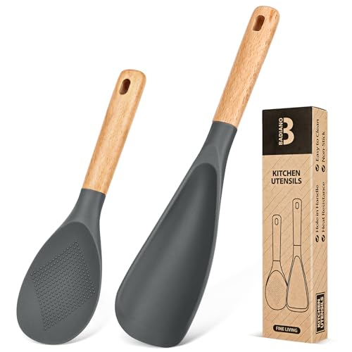 Cooking Spoon and Rice Scooper for Nonstick Cookware (Gray)